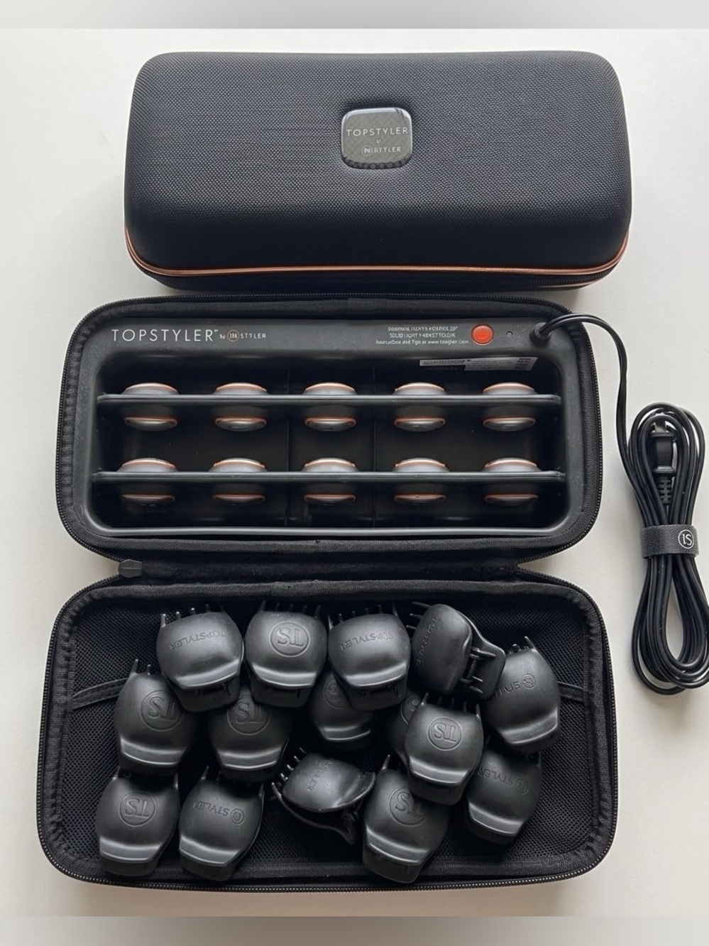 InStyler Topstyler Heated Ceramic Hair Styling Shell Clips System Set Case